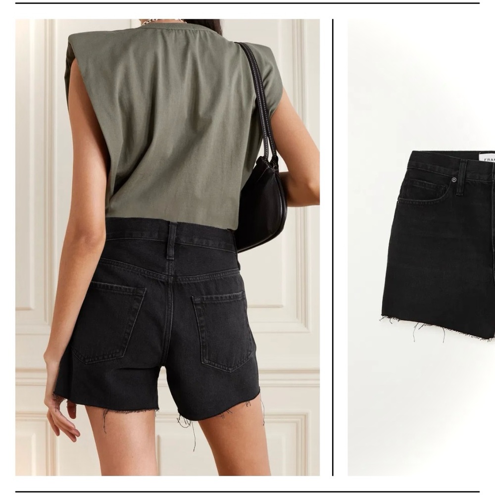 FRAME | 34 | Le Simone Short Raw After in Grayridge Distressed Cut-Off Charcoal